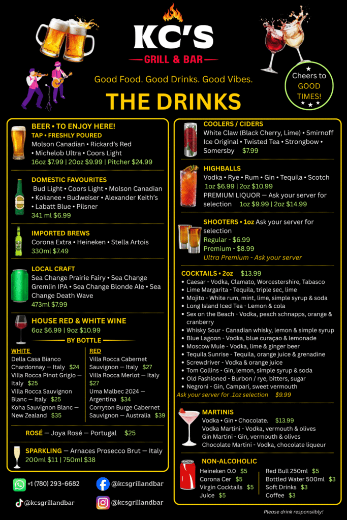 KC'S Grill and Bar Food Menu