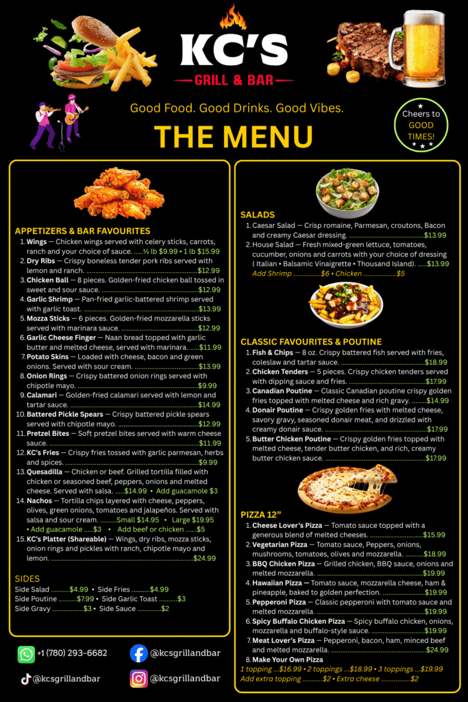 KC'S Grill and Bar Food Menu
